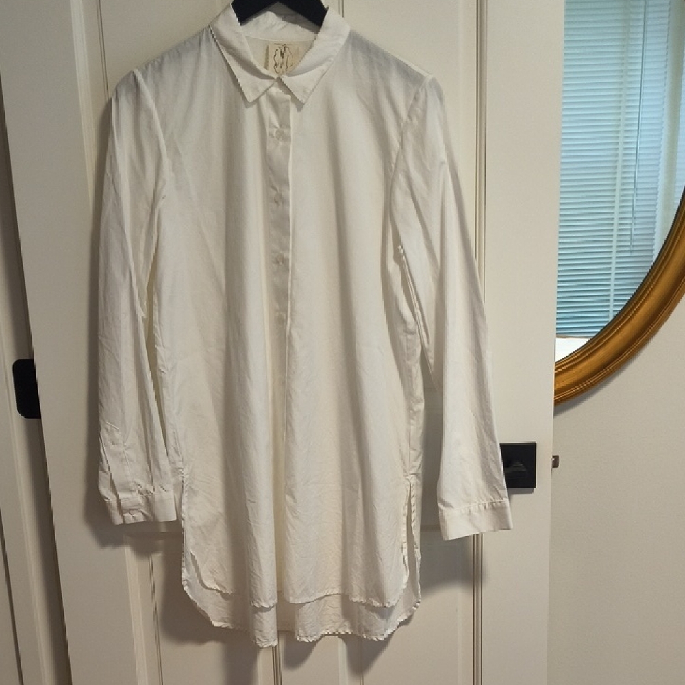 Mona Thalheimer Women's Classic White Women's Tunic, Swimsuit Cover Up, Size L